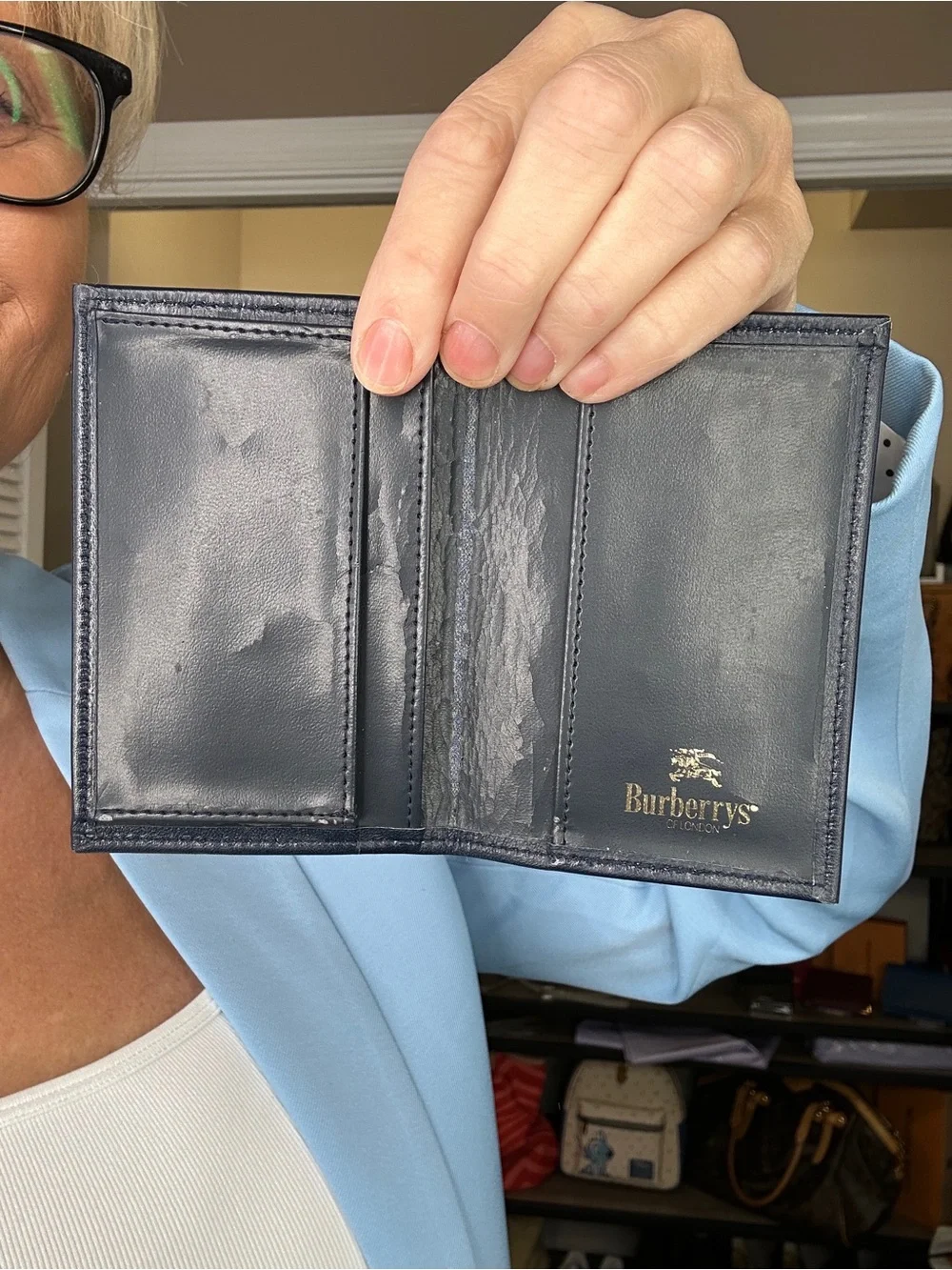 Vintage Burberrys of London Nova Check Bifold Wallet Black Leather Classic